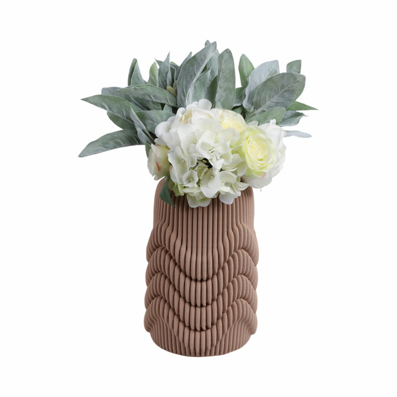 Orren Ellis Lizarraga 3D Printed Porcelain Vase, 12" H x 8" W x 8" D
