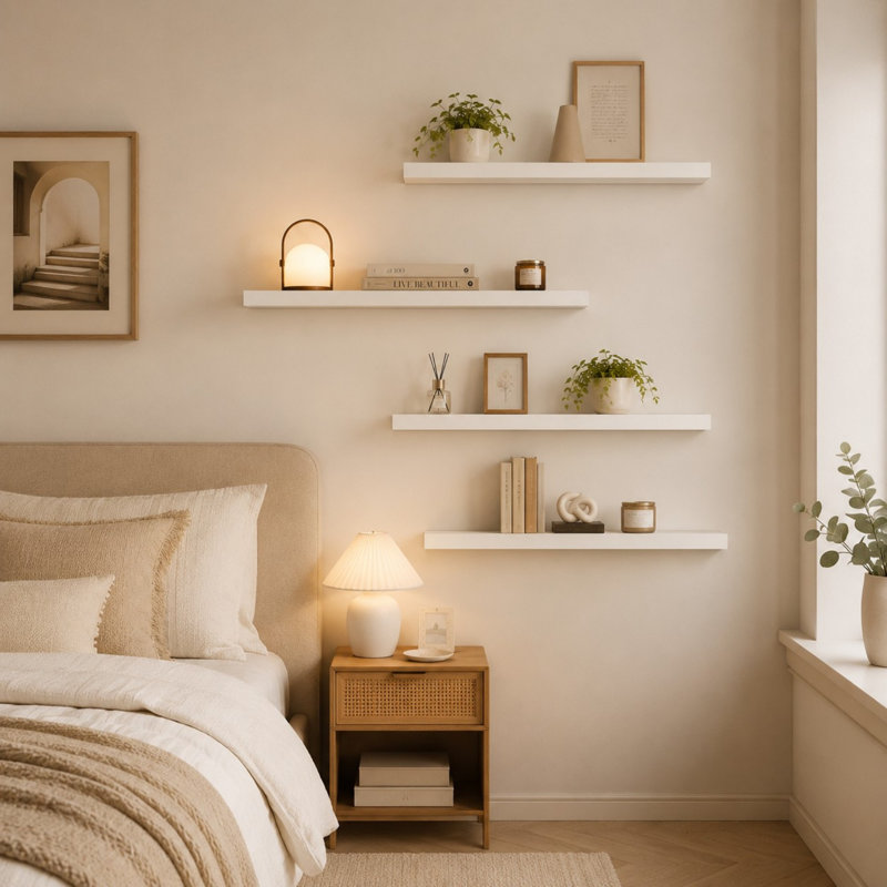 4 Pieces MDF & Thick Steel Bracket Floating Shelves