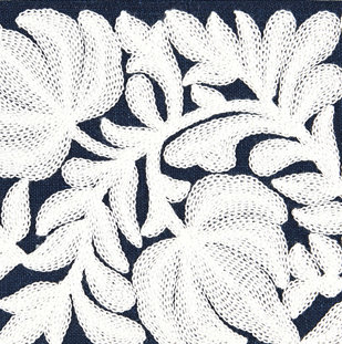Tissu brodé Botanica Coventry, Bleu marine