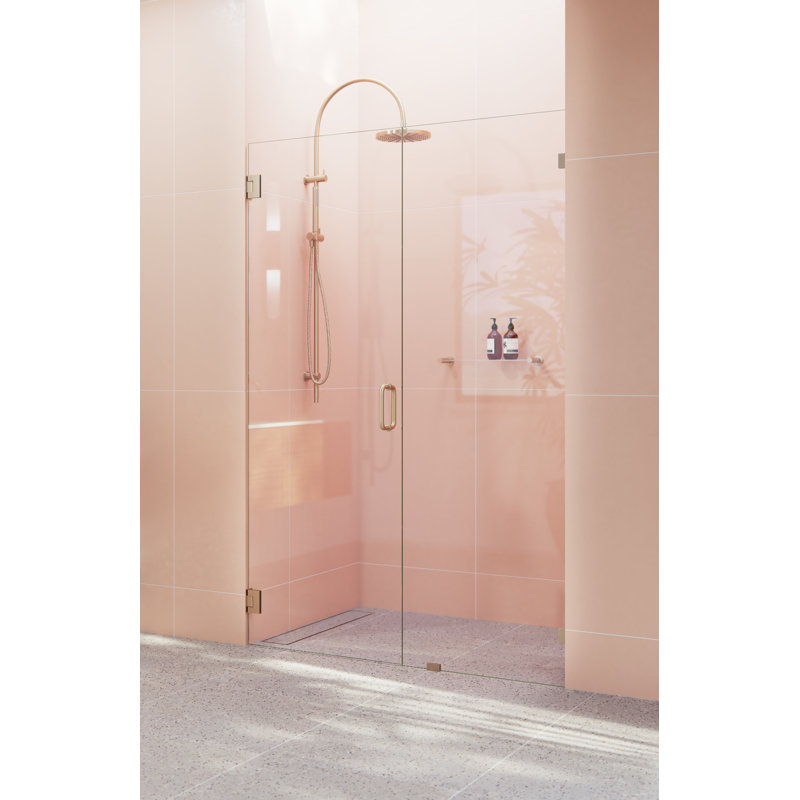 Illume 53.5 in. x 78 in. Fully Frameless Wall Hinge Shower Door, Brushed Bronze