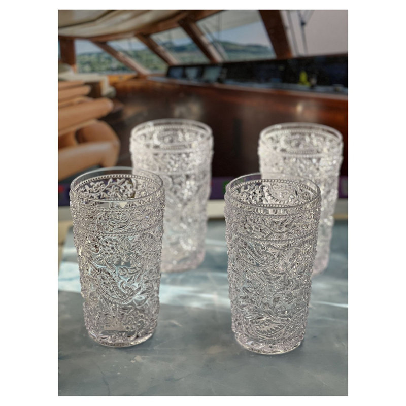 Verres à motif cachemire en acrylique, 17 oz liq., Clair