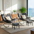 2-Person Outdoor Rocking Chair Set with Cushions and Ottomans