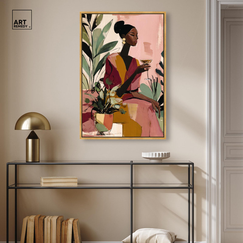 "Drinks and Plants II", reproduction d'art sur toile par Art Remedy, cadre doré, 24 x 36, H 37 po x l 25 po, Cadre doré