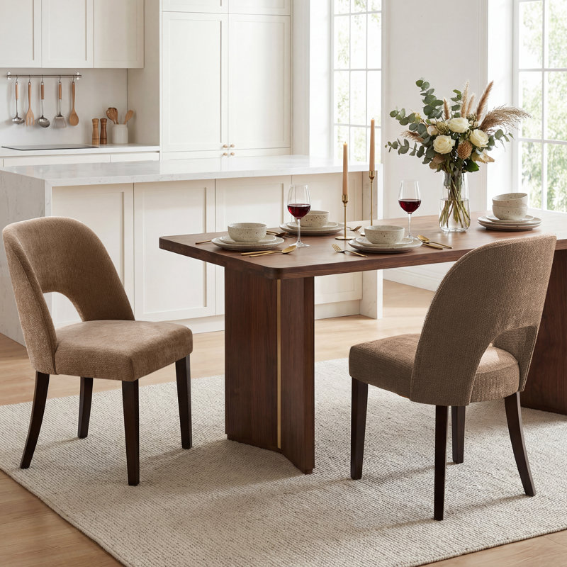 47cm H Upholstered Upholstered Back Side Chair, Brown