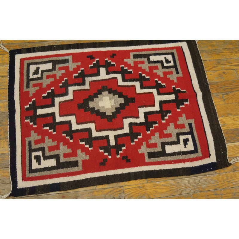Bold Red Tribal geometric Antique Native American Navajo Flatweave Rug