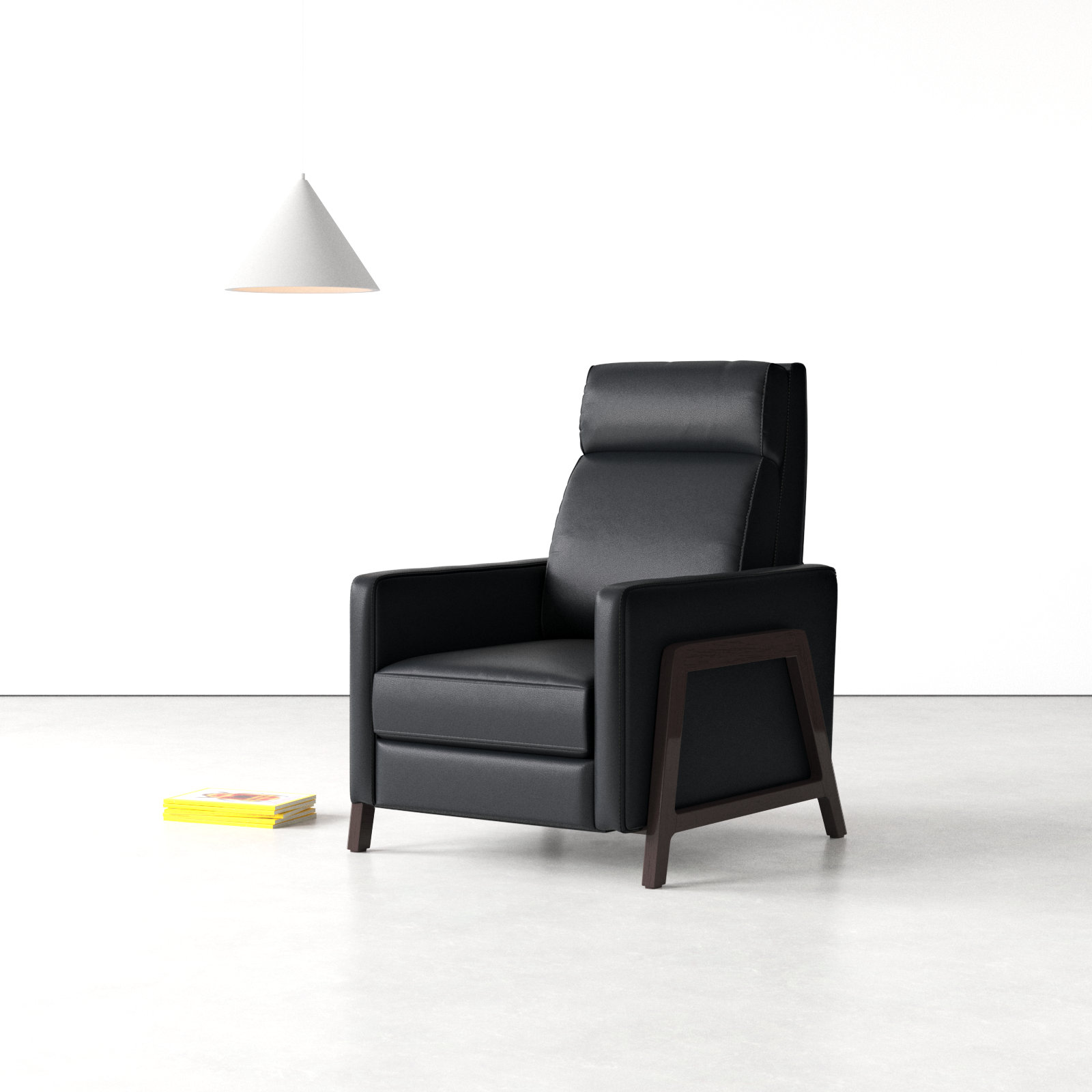 Bosse Vegan Leather Recliner, Black Performance Faux Leather