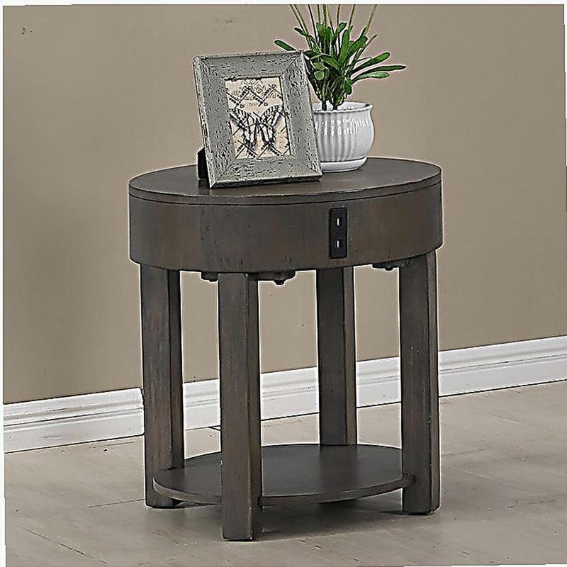 Table d'appoint en bois aggloméré brun clair Jonah de 20 po avec port USB Jonah