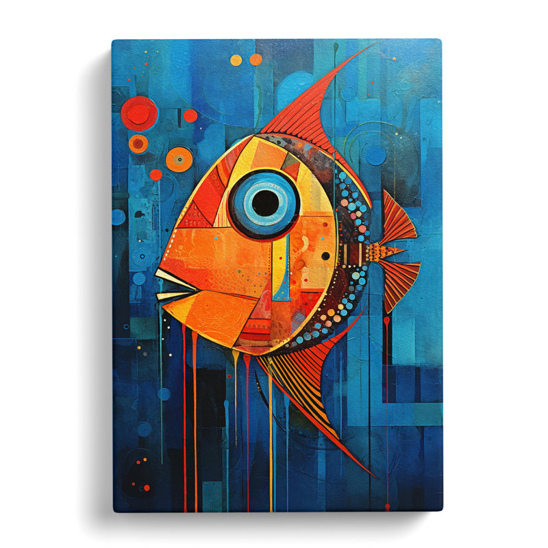 Fish Expressionism Art - Wrapped Canvas, 50cm H x 35cm W x 3cm D