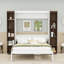 Grand lit escamotable en bois avec tablettes de rangement-1904770758