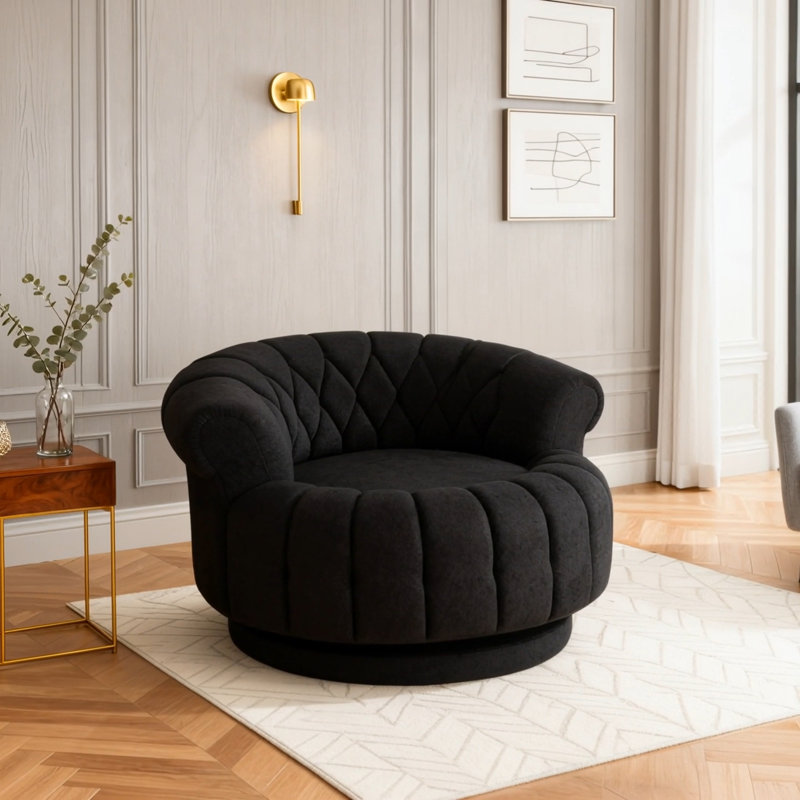 Chaise d'appoint ronde et pivotante, Noir