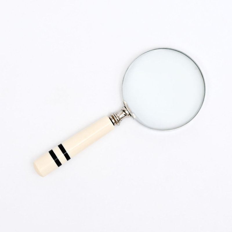 Classic Striped Handle Magnifying Glass Steel & Resin Design-Black & White 