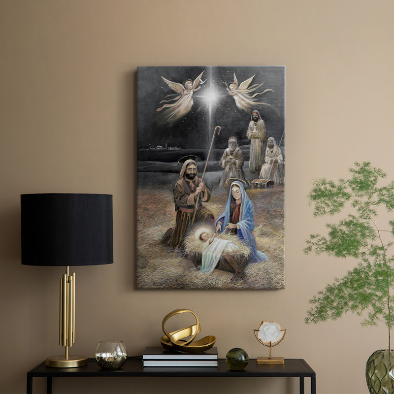 Nuit de Bethléem - Cavas enveloppés de galerie, H 18 po x l 12 po