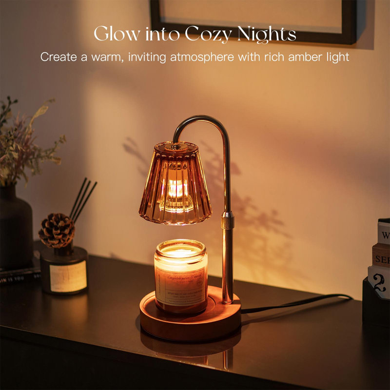 Bougie chauffe-bougie Decor - Lampe de parfum électronique à hauteur réglable sans fumée avec minuterie, lumière DEL à intensité variable, 2 ampoules - brun / transparent
