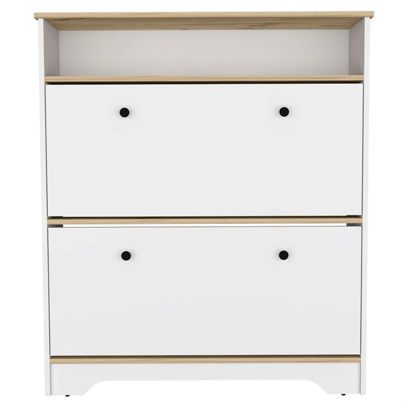 Range-chaussures à 2 tablettes, Blanc