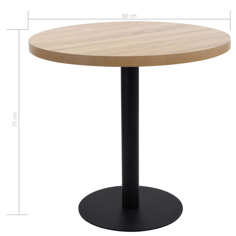  Bistro Table Light Brown And Black MDF, Steel Small Bistro Table, Oak, Black