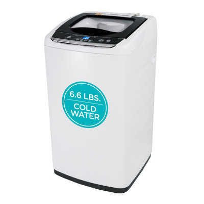 BCDPW Series BLACK+DECKER Small Portable Washer, Washing Machine for Household Use, 0.9 Cu. Ft. with 5 Cycles, Transparent Lid & LED Display