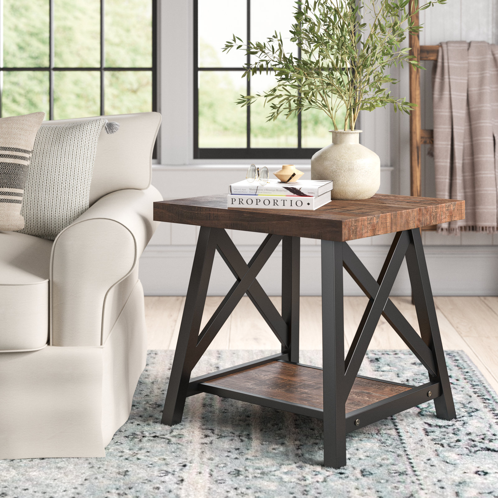 Laurel Foundry Modern Farmhouse Isakson Trestle End Table with