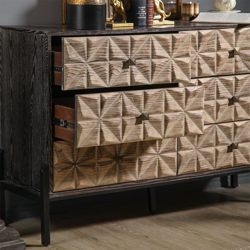 Buffet rétro en bois massif brun