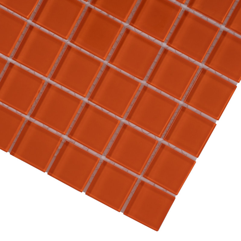 11.8" X 11.8" Matte Finished Glass Mosaic Tile, Orange