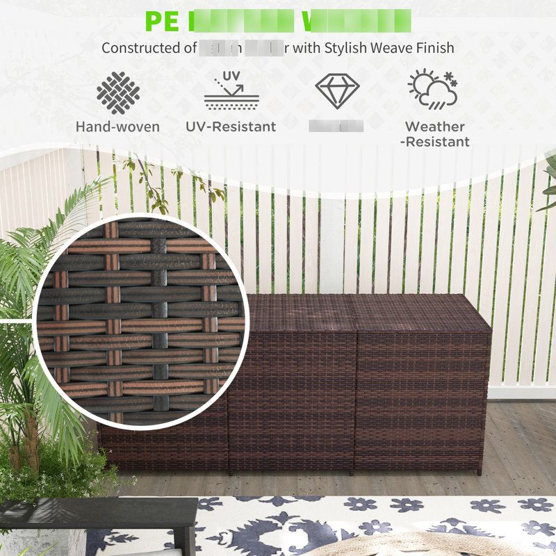 Pe Deck Box Outdoor Storage - 175 Gallon With Inner Liner For Garden Tools, Pool Brown Patio Mixed