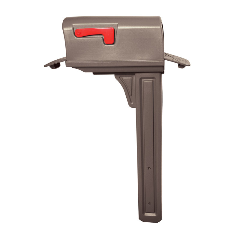 Mocha Medium Plastic Post Mount Mailbox with Composite Post