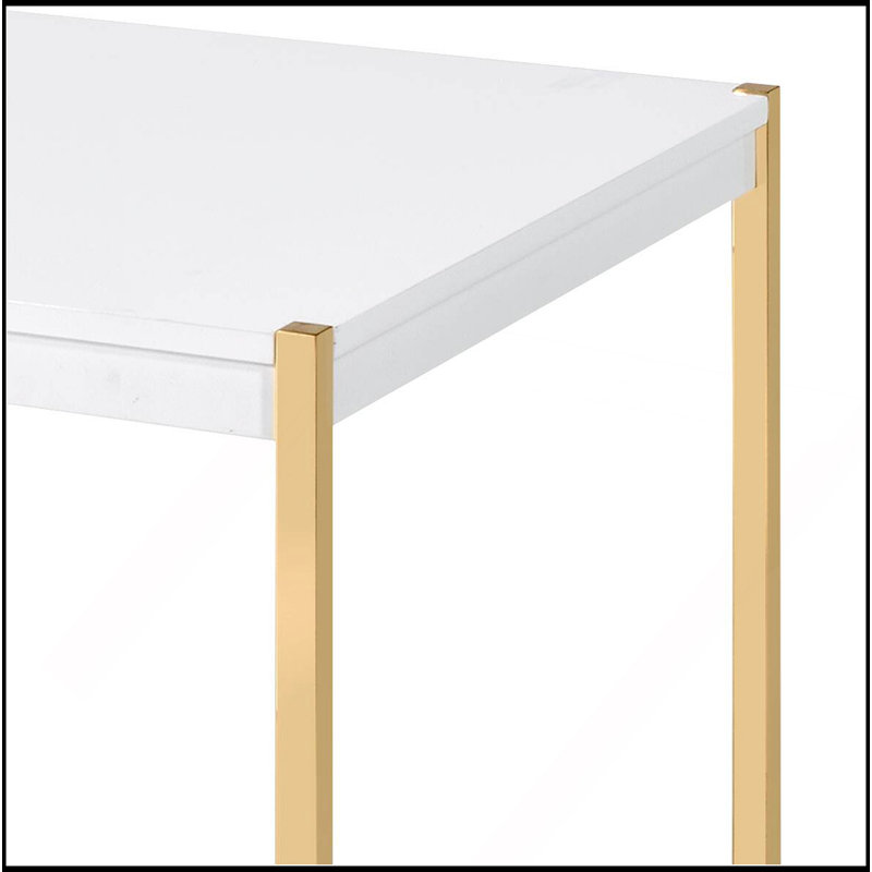 White & Gold Finish Coffee Table