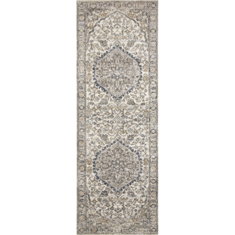 Tapis oriental naturel / gris Sagefield, Tapis de couloir 2 pi 8 po x 10 pi 6 po