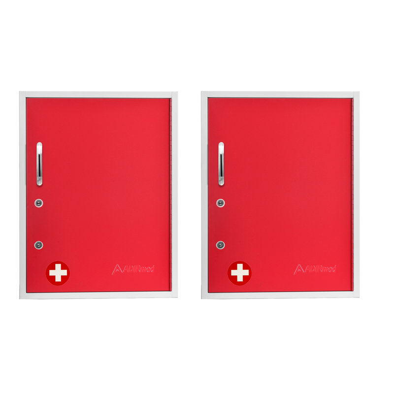 Armoire à pharmacie sans cadre à fixation en surface 16 po x H 21 po avec 3 tablettes fixes, Rouge