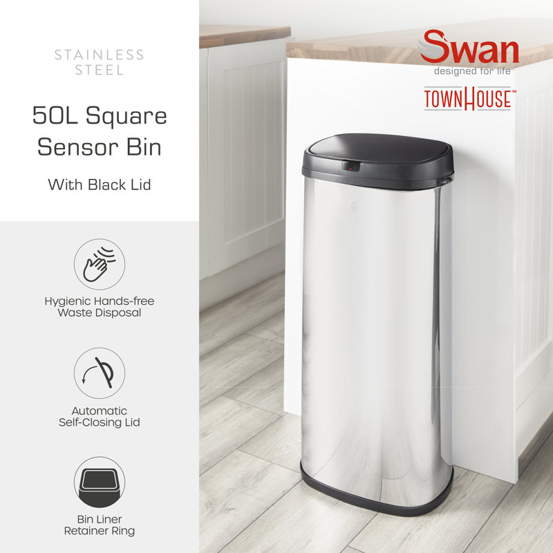 Townhouse 50 Litre Motion Sensor Recycling Bin, Grey