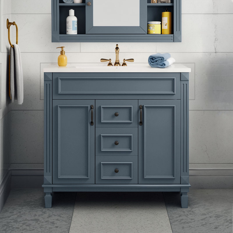 This Single-Sink Bathroom Vanity With A Top Sink Is Paired With A Modern Storage Cabinet With 2 Soft-Closing Doors And 2 Drawers. It Provides Practical And Convenient Storage, Efficient Space Utilization, And Is Both Beautiful And Functional.
