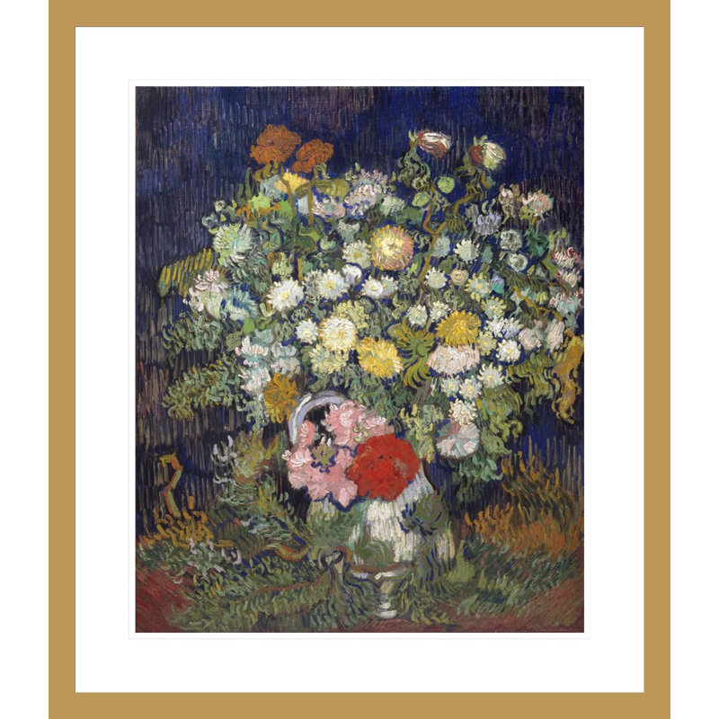«Bouquet of Flowers in a Vase» par Vincent van Gogh, impression giclée encadrée, H 27,19 po x l 23,5 po