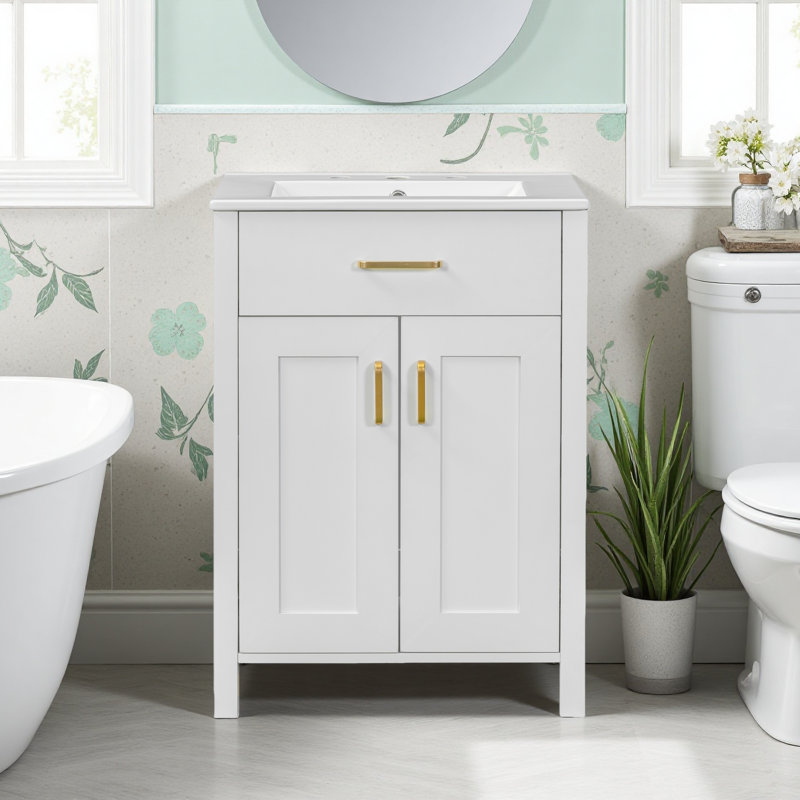 Magnifiques meubles-lavabos de salle de bain 24 po avec lavabo simple 24 po, Blanc