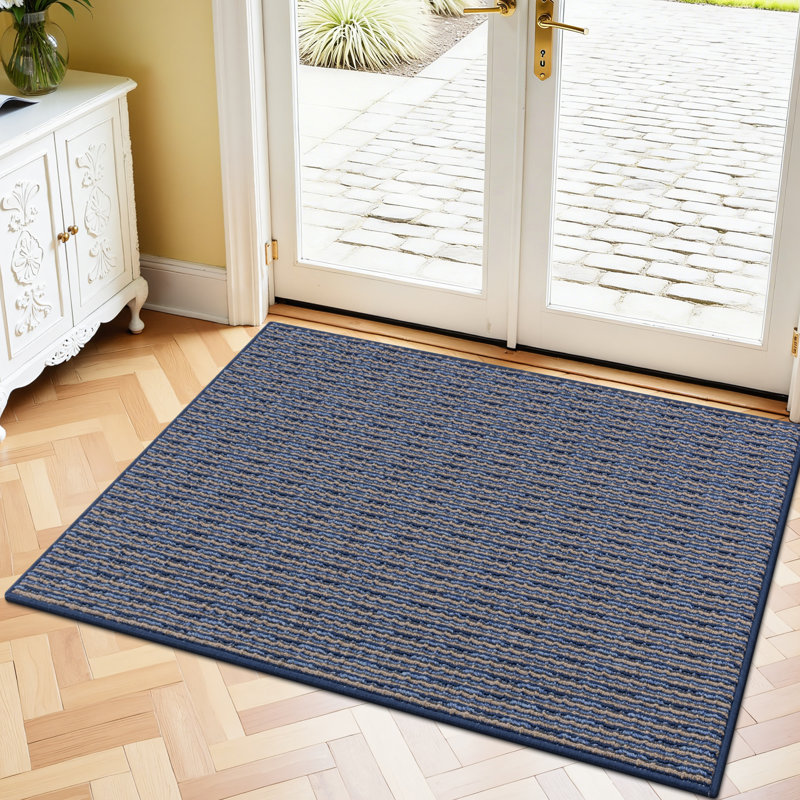 Paillasson intérieur antidérapant lavable à la machine, L 36 po x l 24 po, Bleu