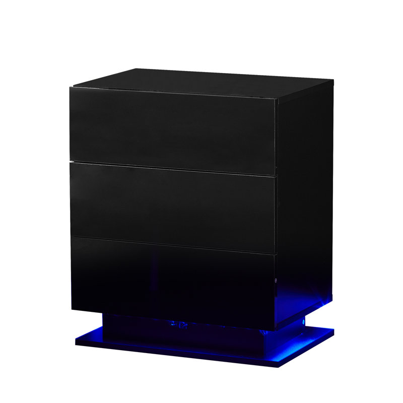 Ashaiya 50cm W Manufactured Wood Bedside Table, Black