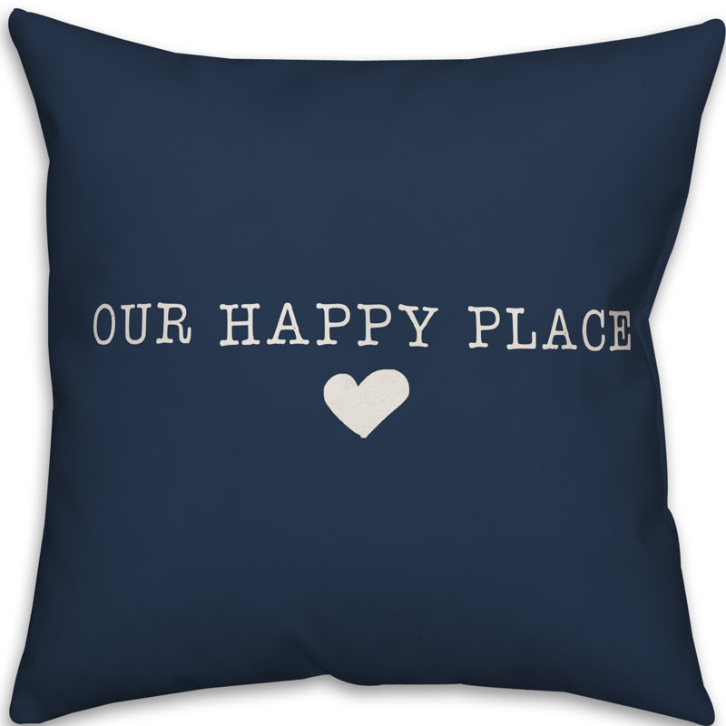 Textual Outdoor Throw Pillow, 20" H x 20" W, Navy