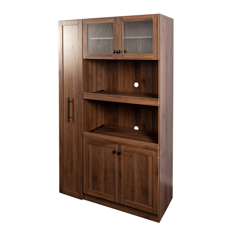 Expandable Farmhouse Kitchen Cabinet with Multi-Tier Pull-Out Storage Shelf System