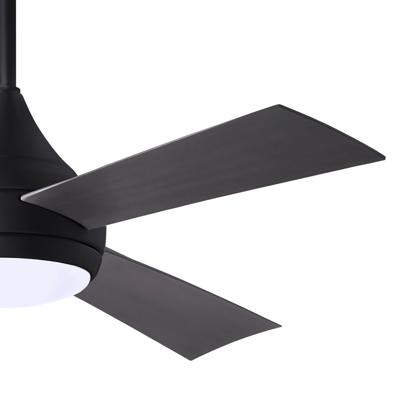 Donaire LED Outdoor Downrod Ceiling Fan, Matte Black, Brushed Bronze