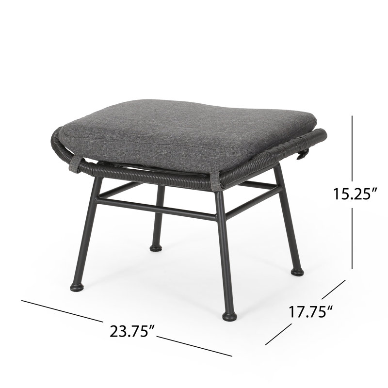 Ensemble de conversation d'extérieur 5 pièces avec coussins Astha, Structure grise / coussin gris foncé