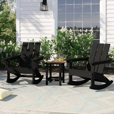 POLYWOOD x Sol 72 Jamarion 3-Piece Adirondack Rocking Chair Set