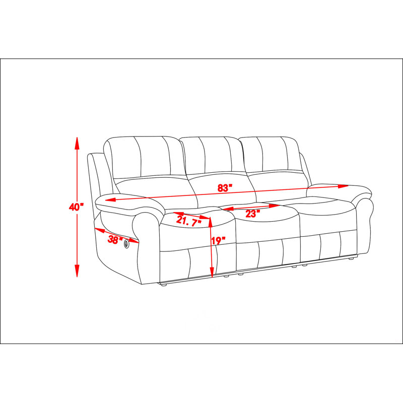 Breathable Fabric Power Reclining Sofa With Drop Down Table,Usb Button And Wireless Charger