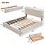 Élégant lit plateforme tapissier en lin avec tiroirs de rangement et lit gigogne simple TG-1128523644