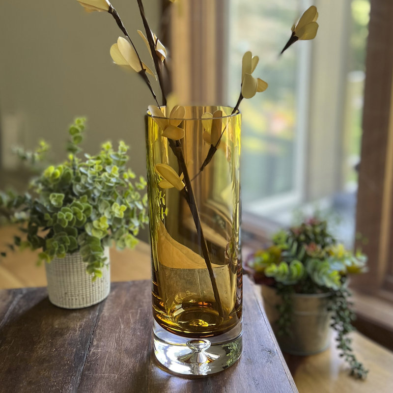 Handmade Glass Table Vase, Amber