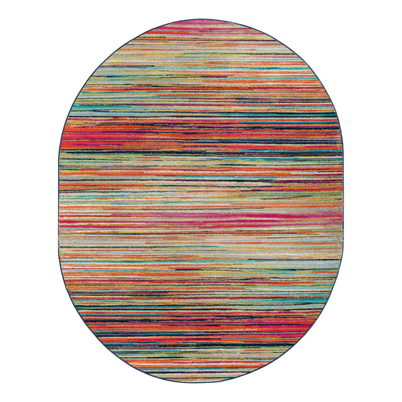 Analiese Striped Indoor Rug, Oval 7'10" x 10'