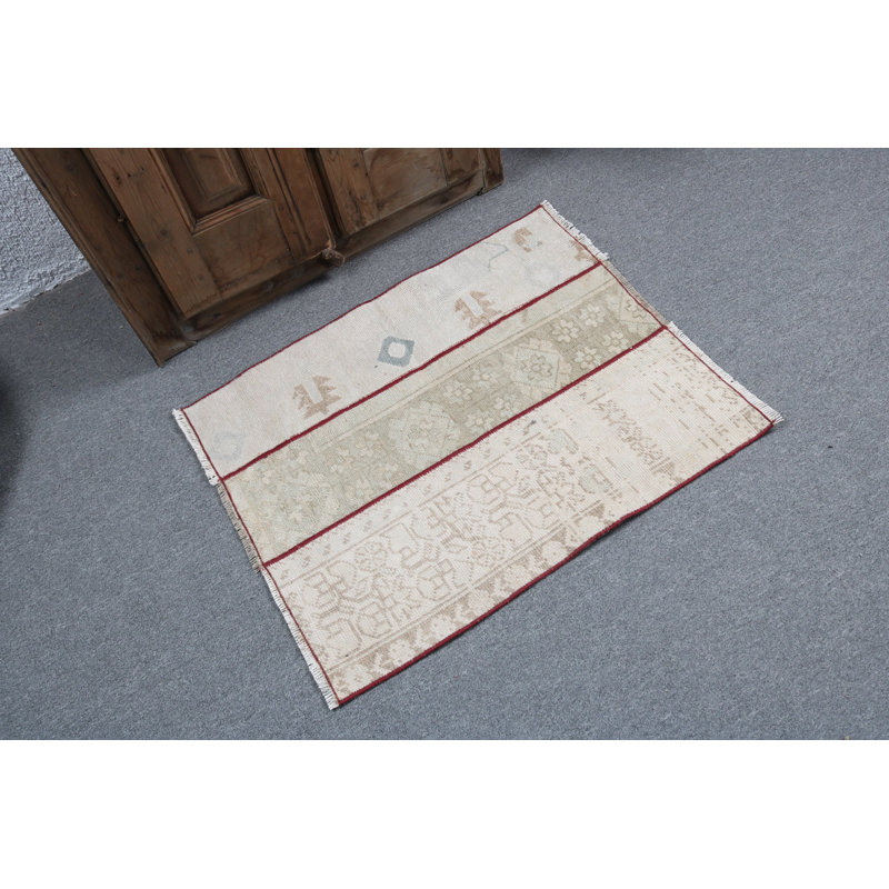 Delightful Handcrafted Turkish Rug in Neutral Tones with Accents and Unique Geometric Design