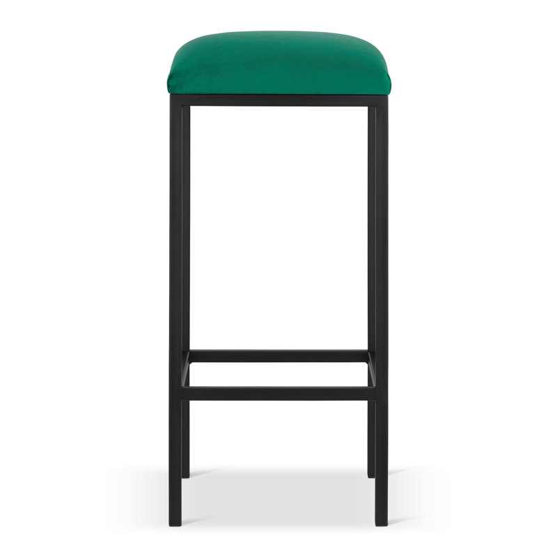 Mackayla Upholstered Counter Stool with Metal Frame, Green