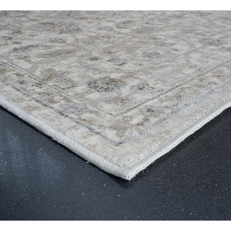 Tapis en viscose ivoire, gris et beige Elias, Rectangle 5 pi 3 po x 7 pi 6 po