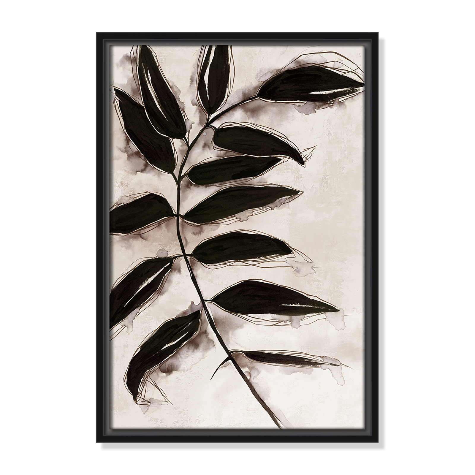 Leaves II by Eva Watts, Black Framed, 19.5" H x 13.5" W x 2" D