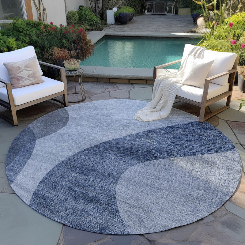 Washable Abstract Indoor / Outdoor Rug, Round 8'