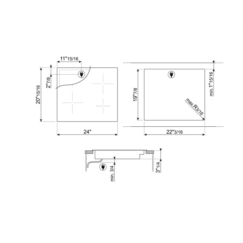 Plaque de cuisson 24 po électronique en céramique Smeg