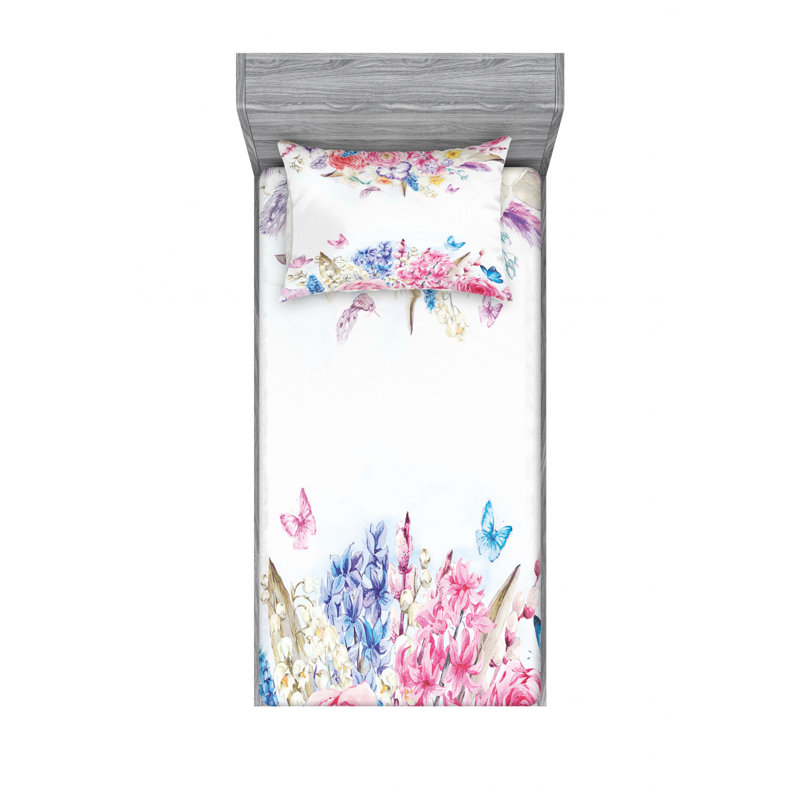 Ensemble de draps romantiques roses et marguerites, Ensemble de draps pour lit simple TG avec drap-hou